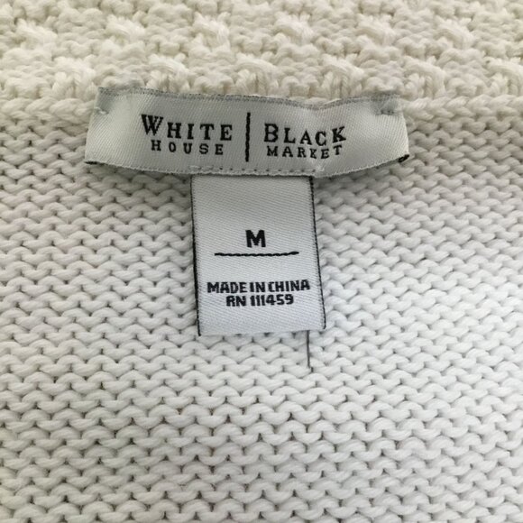 WHBM White Textured Knit Zip Sweater M Quiet Luxury Cozy Capsule Neutral Chic - Picture 7 of 7